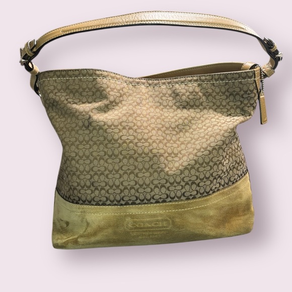 Coach Signature C\'s Camel Suede Jacquard Lg Tote M0778-F11666